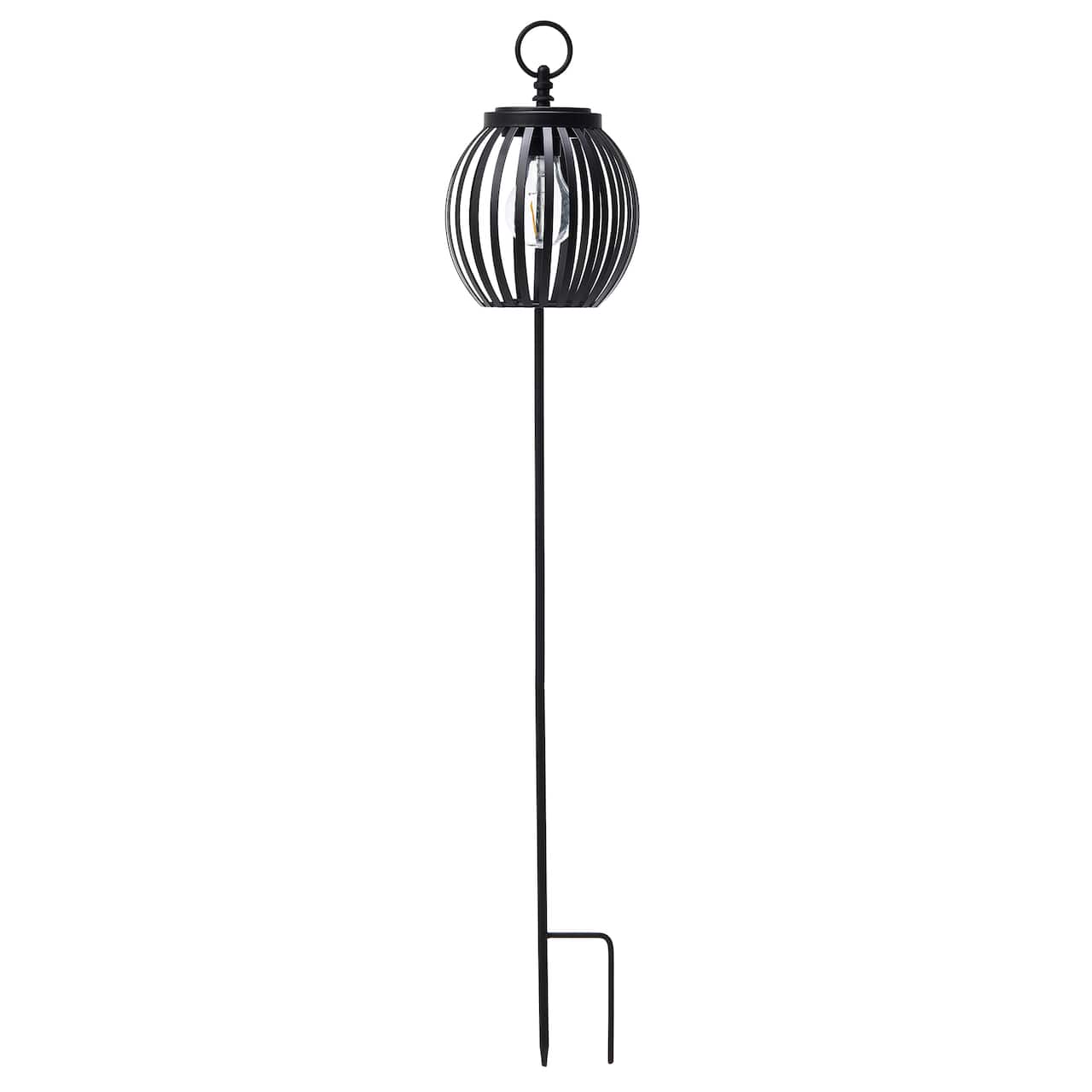 Glitzhome® 32.25" Black Metal Stripes Solar Powered Outdoor Lantern